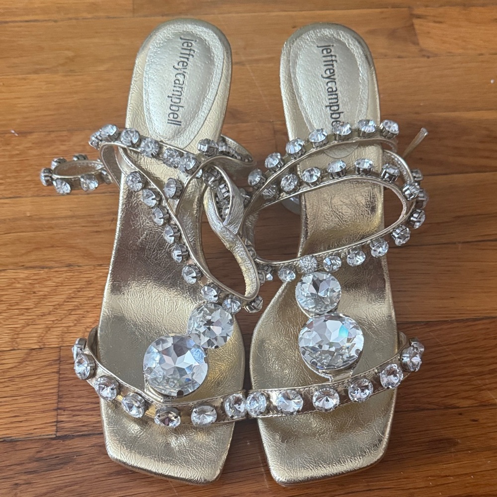 Jeffrey Campbell Gold Crystal Embellished Heels